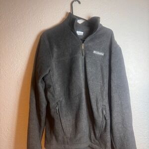 Columbia Fleece Jacket Charcoal Gray Half Zip Pockets Mens Size M